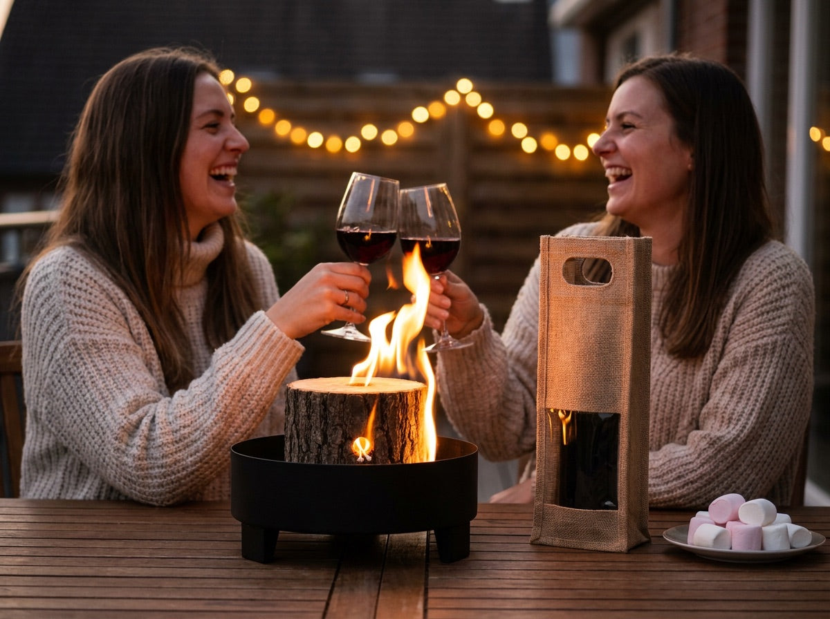 Wein, Feuer, deine Leute — mehr braucht der Abend nicht.
